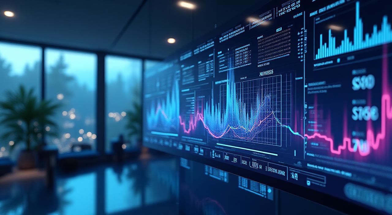 Dashboard analitica avanzata con proiezioni olografiche e flussi di dati