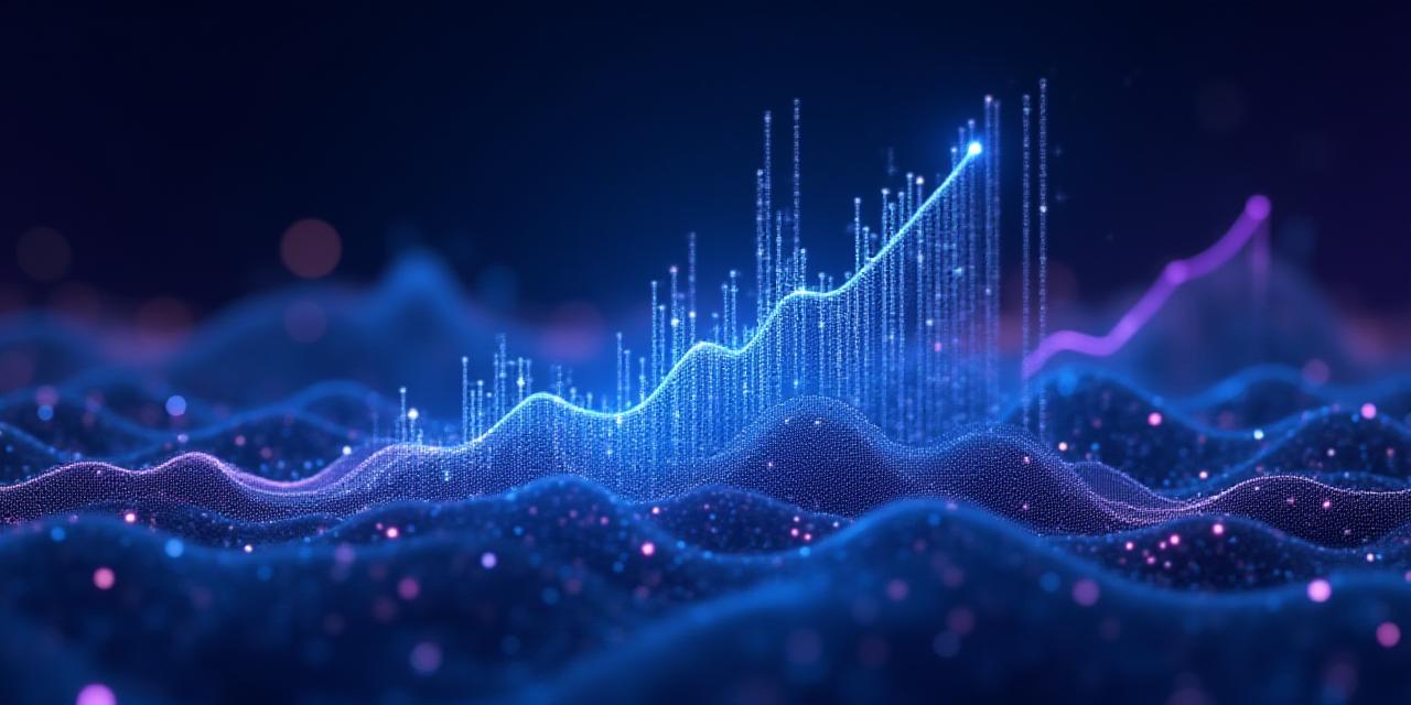 Concetto di analisi predittiva con visualizzazione di flussi di dati e proiezioni future